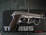 Taurus 9mm PT-92-AFS, double action 5", never fired,$100 custom wood grips,box, manual 2 mags,stainless - 2 of 11