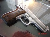 Taurus 9mm PT-92-AFS, double action 5", never fired,$100 custom wood grips,box, manual 2 mags,stainless - 7 of 11