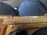 Tanfoglio Italian 380 auto,model GT380 rare factory engraved, & gold plated,3 3/4",7 round mag with extension,wood grips with thumb rest & checke - 7 of 15