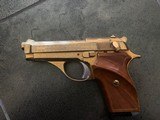 Tanfoglio Italian 380 auto,model GT380 rare factory engraved, & gold plated,3 3/4",7 round mag with extension,wood grips with thumb rest & checke - 15 of 15
