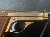 Tanfoglio Italian 380 auto,model GT380 rare factory engraved, & gold plated,3 3/4",7 round mag with extension,wood grips with thumb rest & checke - 9 of 15