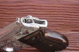 Walther PPK-Interarms 380 ,fully engraved by Flannery Engraving,polished stainless,rosewood grips, 2 mags,box etc. - 4 of 8