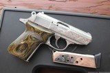 Walther PPK/S-1, 380 auto, fully engraved by Flannery, & polished stainless, Altamont grips,box,certificate,& original grips - 2 of 7