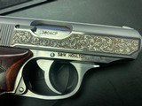 Walther PPK/S Gold Eagle, engraved, 1 of 400, Rosewood engraved grips, never fired, 380acp,case & papers - 4 of 8