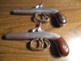 ANTIQUE AMERICAN PAIR MATCH DERRINGERS SMALL PERCUSIION PISTOLS - 1 of 3
