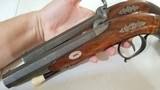 Pair of Engraved Belgain .61 Cal Percussion Dueling / Target Pistols - 12 of 15