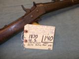 US Springfield 1870 Navy Rolling Block Rifle - 32 5/8" barrel w Navy motif and Bayonet slot and USN on lock plate. - 1 of 3
