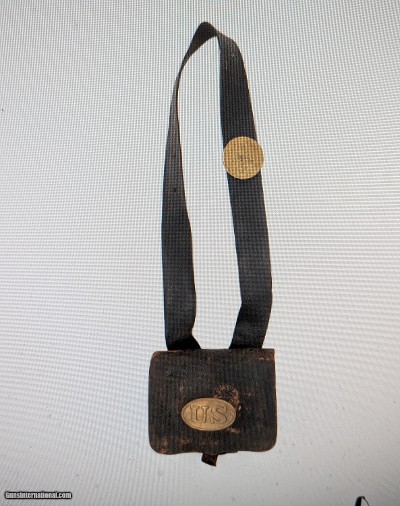 US Pattern 1861 .69 Caliber Round Ball Cartridge Box with Sling and Both Plates ... CIVIL WAR ... LAYAWAY?