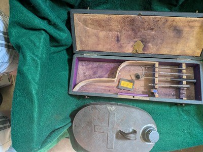Civil War Era Partial Medical Kit, with Hospital Tin Hot Water Bottle. - Image 1 of 3