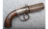 PEPPERBOX PERCUSSION REVOLVER, ANTIQUE 6-SHOT ROTATING FLUTED BARREL - 1 of 5