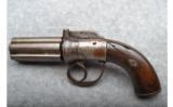 PEPPERBOX PERCUSSION REVOLVER, ANTIQUE 6-SHOT ROTATING FLUTED BARREL - 2 of 5