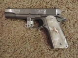 COLT 1911 BRUSHED STAINLESS 38 SUPER ENGRAVED - 1 of 4