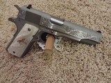 COLT 1911 BRUSHED STAINLESS 38 SUPER ENGRAVED - 3 of 4