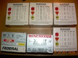 20 ga 3" magnum and 2 3/4" steel factory #3 #4 #5 #6 #7 6 boxes of full factory 5 Win and 1 Fed- 150 rds total - 3 of 3