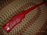 Red Leather full cover scabbard style 410 barrel size 26" side x side shotgun or rifle case - 4 of 5
