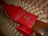 Red Leather full cover scabbard style 410 barrel size 26" side x side shotgun or rifle case - 3 of 5