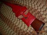 Red Leather full cover scabbard style 410 barrel size 26" side x side shotgun or rifle case - 2 of 5