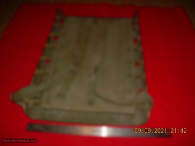 US marked WWI and WWII OD canvas & plywood pack frame with straps and hooks