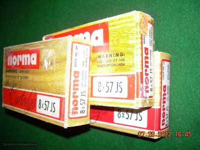 Norma 8x57JS
123gr
159gr
196gr new factory
