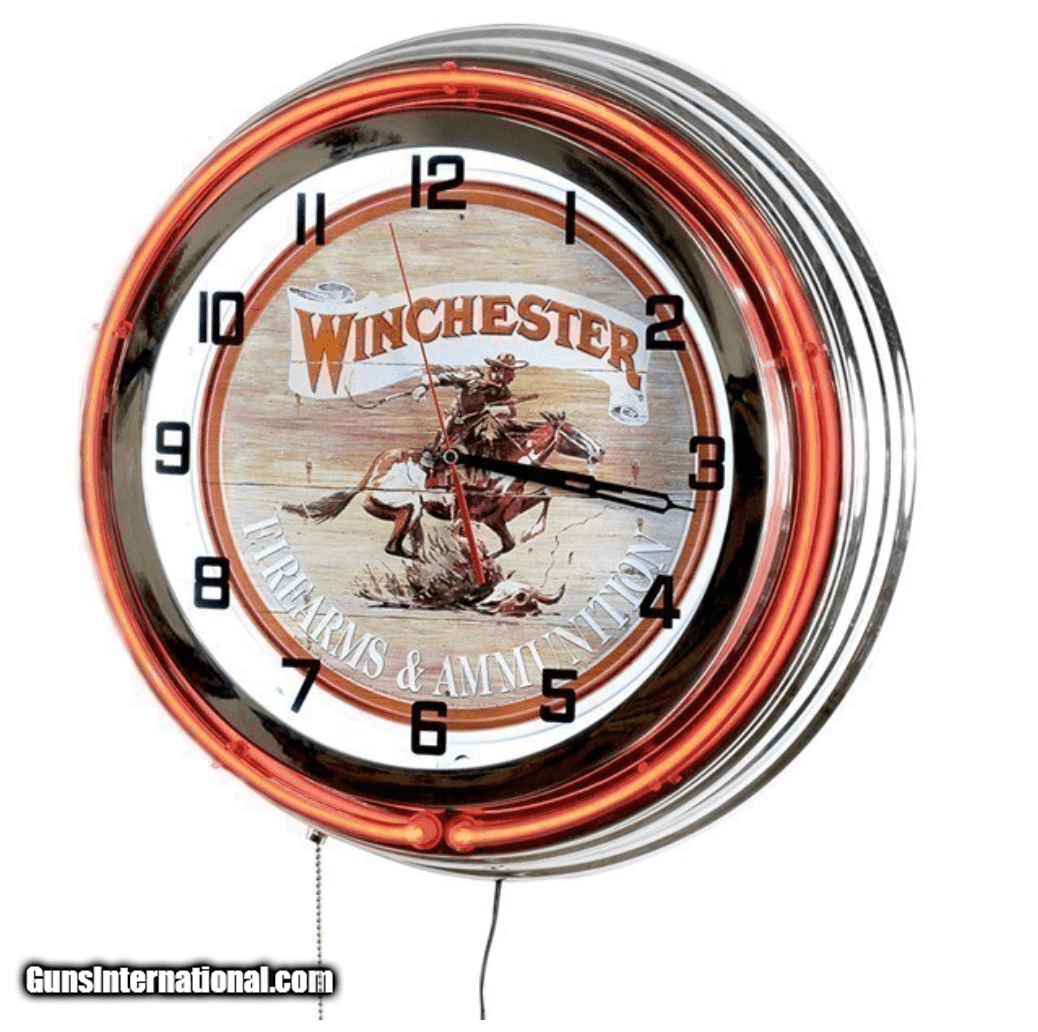Winchester Rifles 308 18" Red Double Neon Clock