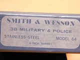 Smith & Wesson Model 64-1 (4-inch, .38 Spl, Stainless, w/ Box) - 16 of 18