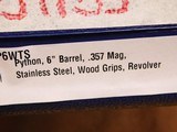 SALE PENDING - NEW, UNTURNED Colt Python (6-inch, 357, Stainless, Wood Grips) - 3 of 3