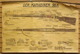 AUTHENTIC German Army / Police K98 Rifle Diagram Poster in COLOR WW2 WWII Mauser 98k K98k Blueprint Patent