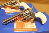 MINT CONSECUTIVE PAIR Colt Single Action Army (Nickel, Ivory & Gold, 45 LC, 4.75