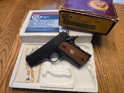 Colt 1911 Mark IV Officers ACP 3 1/2" Matte