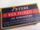PETERS High Velocity .30 Remington 170 GR. VINTAGE - Boxes - 1 of 3