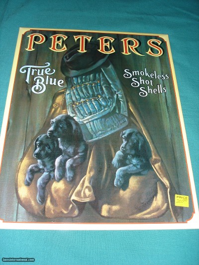 Peerless Tru-Blu shotgun shells metal advertising sign.