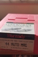Hornady .44 Auto Mag 3-Die Set, Full Length, Custom Grade,NEW IN THE BOX - 1 of 3