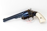 Uberti Schofield by Taylor, 45 Long Colt, 7 inch bbl, Charcoal Blue/case hardened Finish, Factory Im. Pearl Grips, factory box and case. - 1 of 5