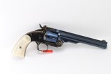 Uberti Schofield by Taylor, 45 Long Colt, 7 inch bbl, Charcoal Blue/case hardened Finish, Factory Im. Pearl Grips, factory box and case. - 3 of 5