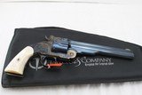 Uberti Schofield by Taylor, 45 Long Colt, 7 inch bbl, Charcoal Blue/case hardened Finish, Factory Im. Pearl Grips, factory box and case. - 4 of 5