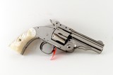 Taylor Uberti Schofield 45 Colt, 3.5 inch barrel,
Factory Nickel, Color Case Frame, Pearl Grips,
NIB w/case - 1 of 7