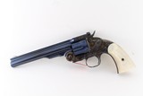Uberti Schofield by Taylor, 45 Long Colt, 7 inch bbl, Charcoal Blue/case hardened Finish, Factory Im. Pearl Grips, factory box and case. - 4 of 7