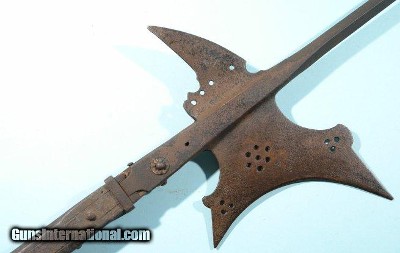 AUSTRO – STYRIAN 16TH CENTURY HALBERD WITH MAKER TOUCHMARK & ORIG. STAFF. - Image 2 of 5