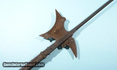 AUSTRO – STYRIAN 16TH CENTURY HALBERD WITH MAKER TOUCHMARK & ORIG. STAFF. - Image 3 of 5