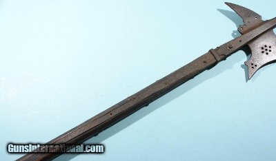 AUSTRO – STYRIAN 16TH CENTURY HALBERD WITH MAKER TOUCHMARK & ORIG. STAFF. - Image 4 of 5
