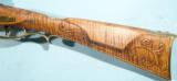 CONTEMPORARY CARVED FLINTLOCK LONGRIFLE .45CAL FULLSTOCK WITH PATCHBOX BY MERCHANT, WITH ACC. - 2 of 10