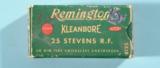 BOX REMINGTON KLEANBORE GREEN LABEL .25 STEVENS RIMFIRE CARTRIDGES. - 1 of 6