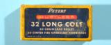 VINTAGE FULL BOX (50 COUNT) PETERS RUSTLESS .32 LONG COLT CARTRIDGES FOR THE COLT NEW LINE OR LIGHTNING REVOLVERS.
- 1 of 6