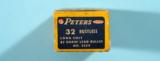 VINTAGE FULL BOX (50 COUNT) PETERS RUSTLESS .32 LONG COLT CARTRIDGES FOR THE COLT NEW LINE OR LIGHTNING REVOLVERS.
- 5 of 6