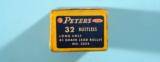 VINTAGE FULL BOX (50 COUNT) PETERS RUSTLESS .32 LONG COLT CARTRIDGES FOR THE COLT NEW LINE OR LIGHTNING REVOLVERS.
- 6 of 6
