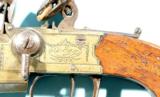 RARE DURS EGG SMALL SIZE FLINTLOCK BRASS TAP ACTION O/U POCKET PISTOL CA. 1770-80’s.- 3 of 7