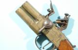 RARE DURS EGG SMALL SIZE FLINTLOCK BRASS TAP ACTION O/U POCKET PISTOL CA. 1770-80’s.- 4 of 7