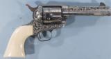 CUSTOM ENGRAVED PRE WAR COLT SINGLE ACTION ARMY 38 WCF. CALIBER REVOLVER (1922 PRODUCTION) BY BARRY LEE HANDS. - 2 of 7