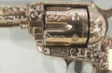 CUSTOM ENGRAVED PRE WAR COLT SINGLE ACTION ARMY 38 WCF. CALIBER REVOLVER (1922 PRODUCTION) BY BARRY LEE HANDS. - 3 of 7