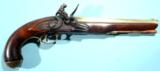 GEORGE III BRASS BARREL FLINTLOCK OFFICER’S PISTOL WITH MASQUE BUTT BY I. JOSEPH OF LIVERPOOL CIRCA LATE 1700’S. - 1 of 9